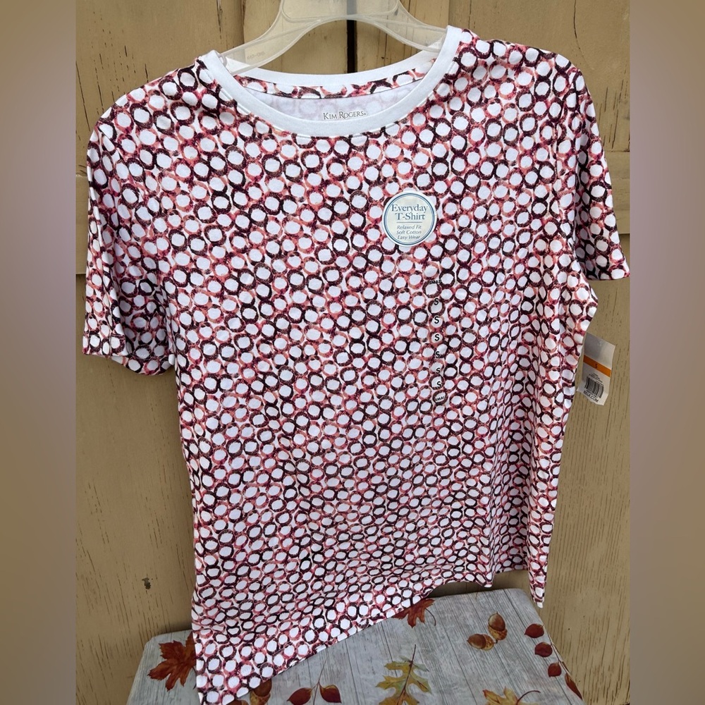 Kim Rogers Red and White Patterned Blouse